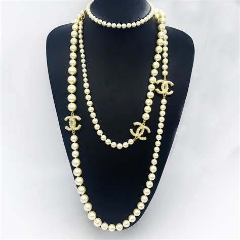 replica chanel long pearl necklace|chanel classic long pearl necklace.